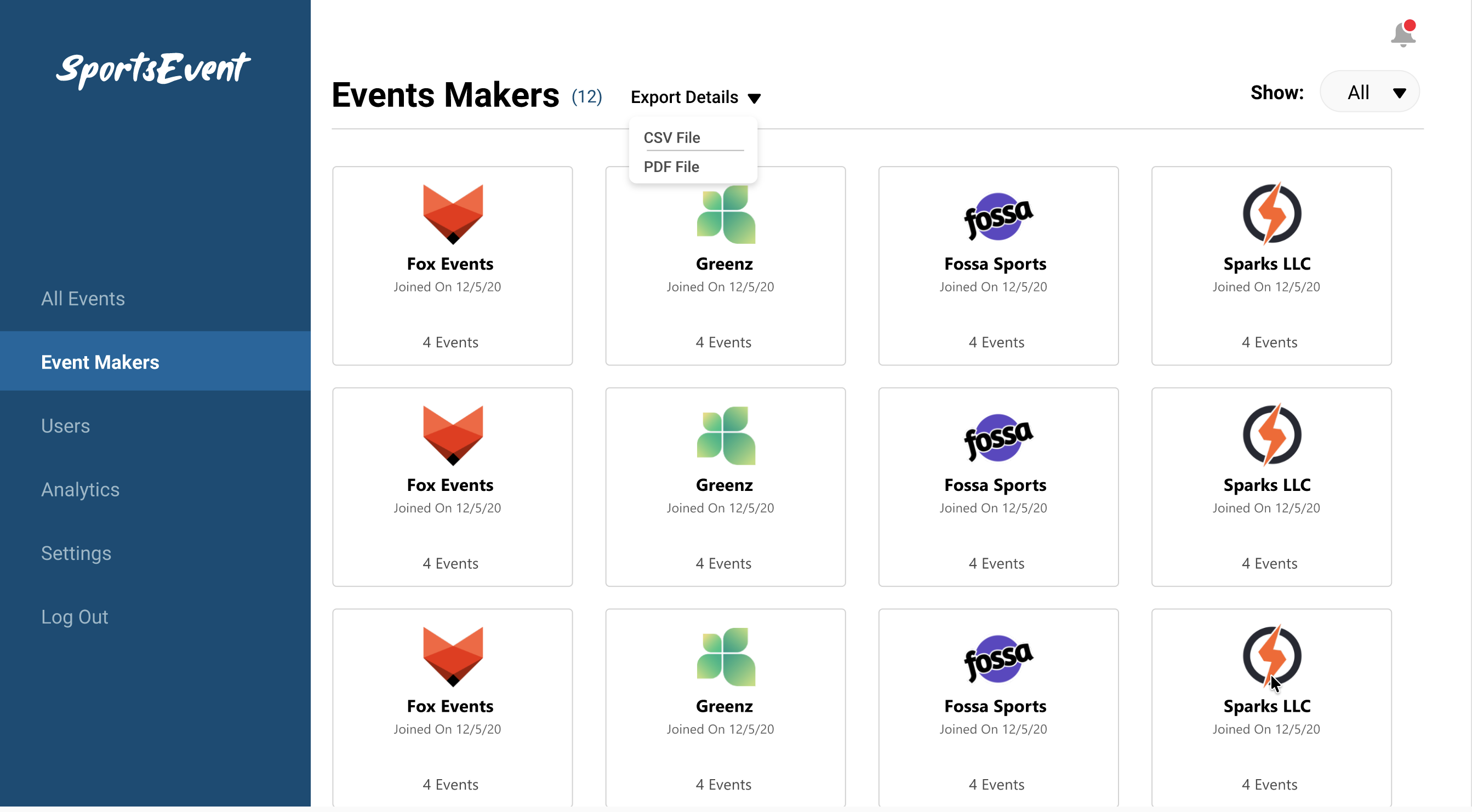 Sports Events — Admin Dashboard & Management Platform screenshot 7