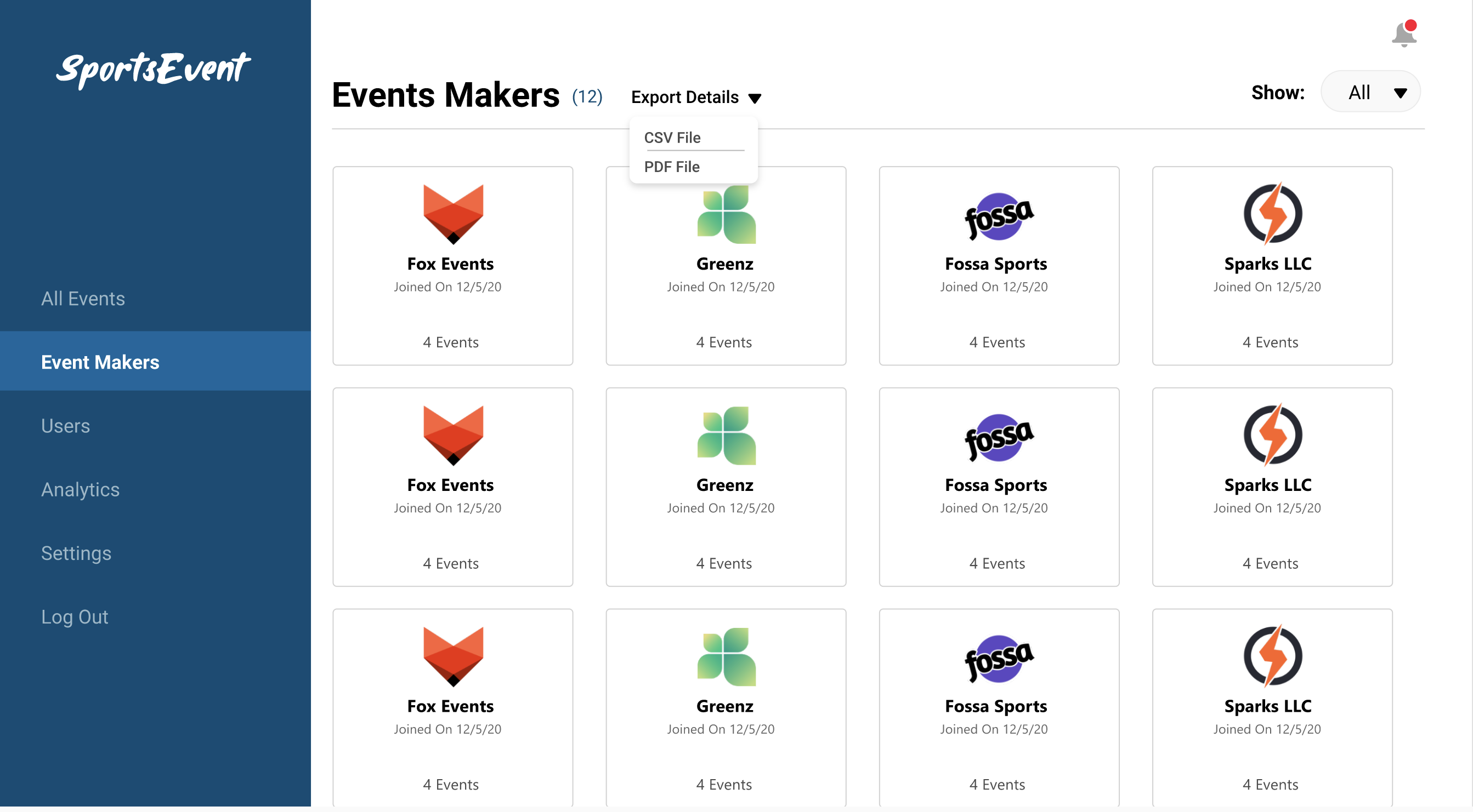 Sports Events — Admin Dashboard & Management Platform screenshot 8